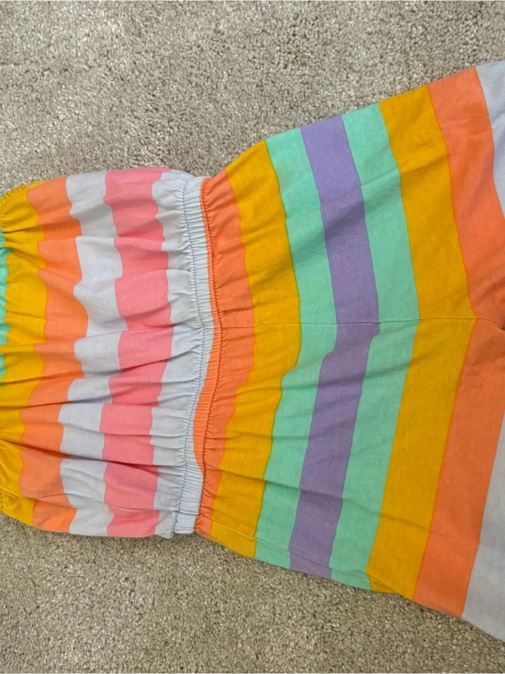 Colorblock Strapless Dress - Pastel Rainbow Stripes